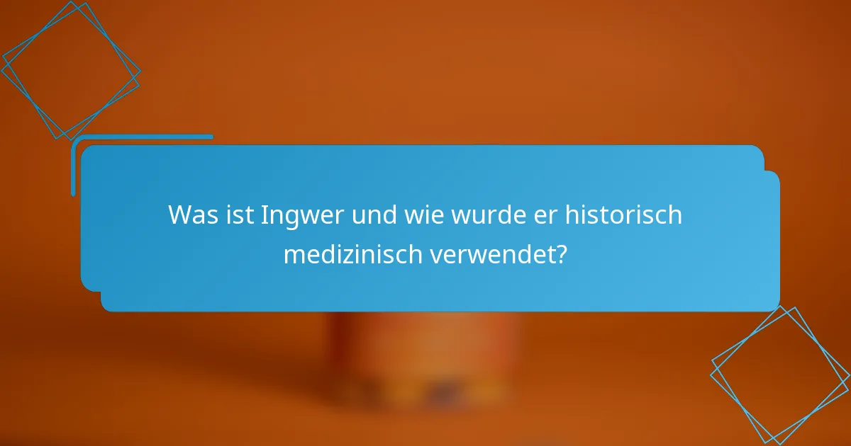 Was ist Ingwer und wie wurde er historisch medizinisch verwendet?