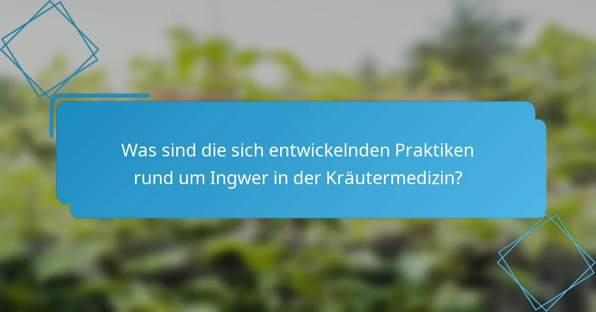 Was sind die sich entwickelnden Praktiken rund um Ingwer in der Kräutermedizin?