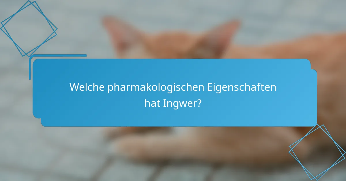 Welche pharmakologischen Eigenschaften hat Ingwer?