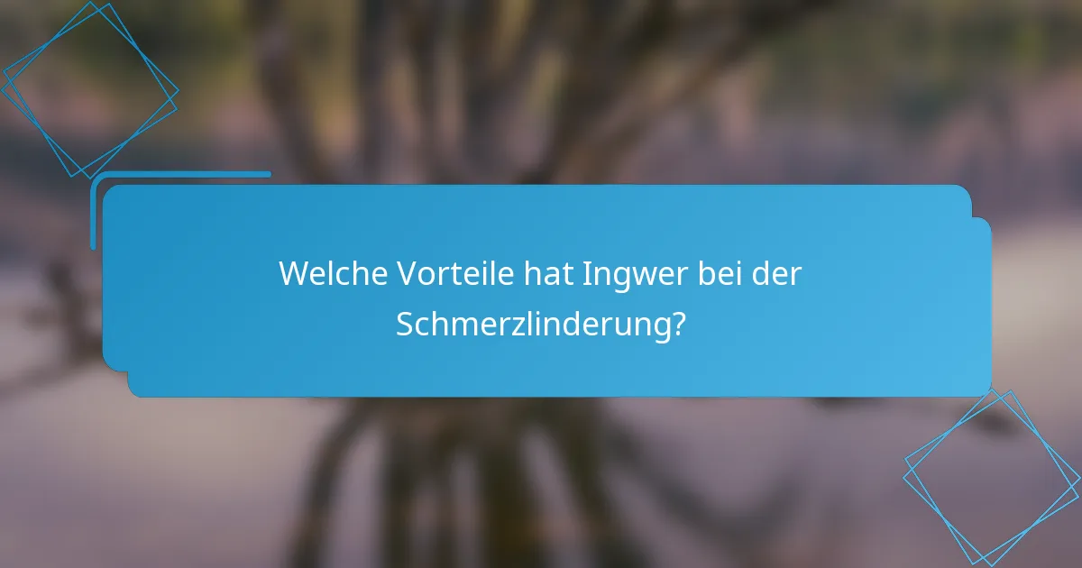 Welche Vorteile hat Ingwer bei der Schmerzlinderung?