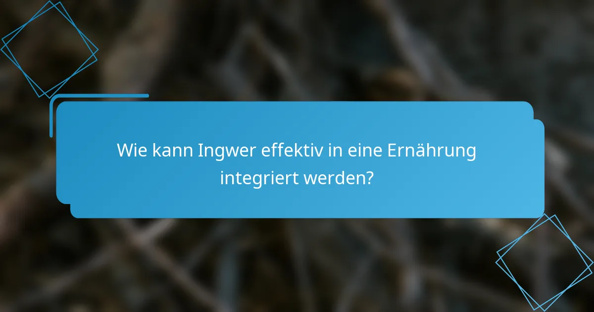 Wie kann Ingwer effektiv in eine Ernährung integriert werden?