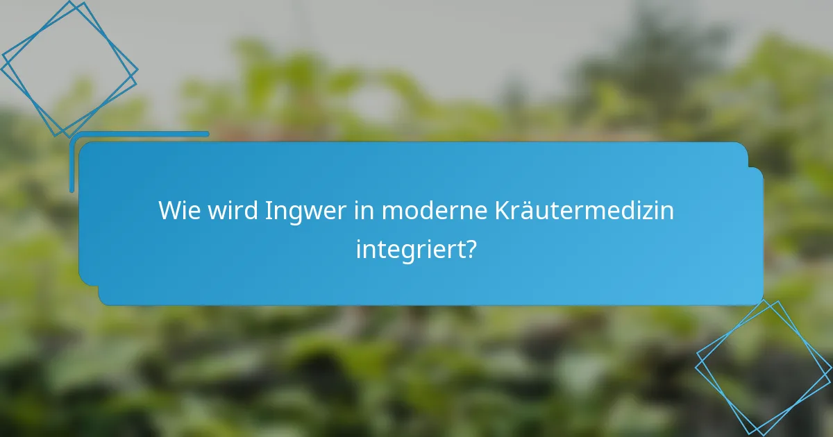 Wie wird Ingwer in moderne Kräutermedizin integriert?