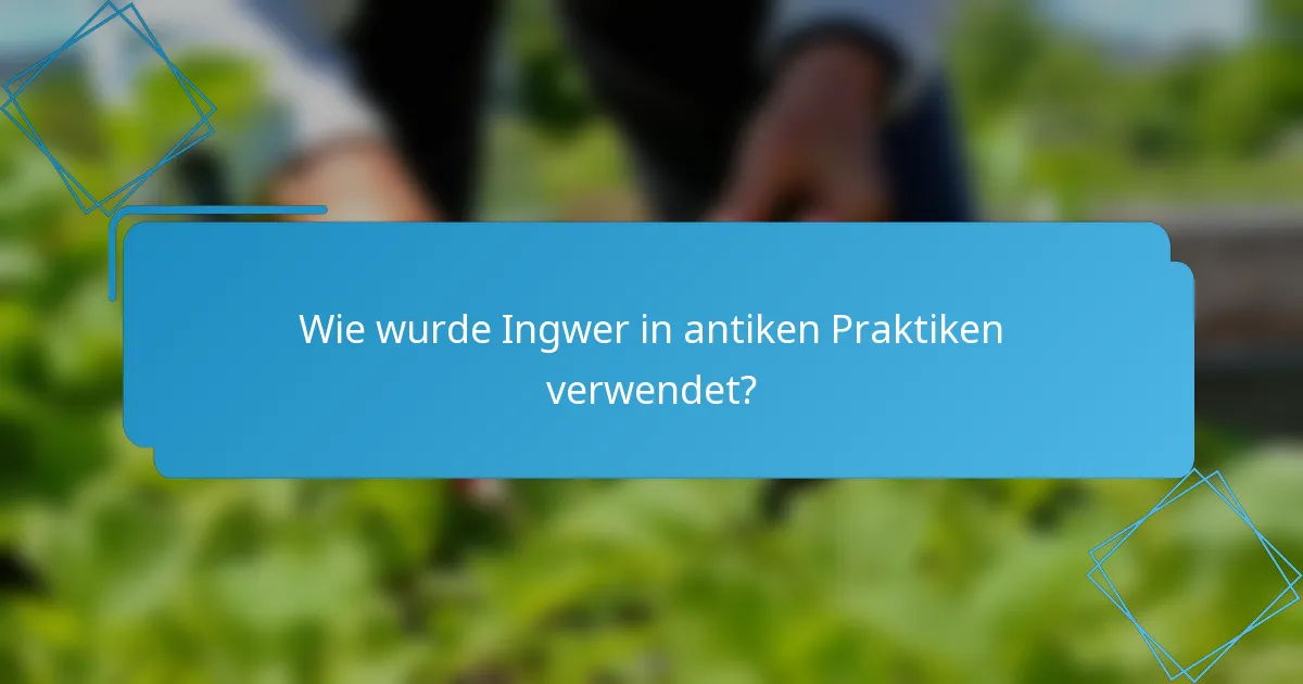 Wie wurde Ingwer in antiken Praktiken verwendet?